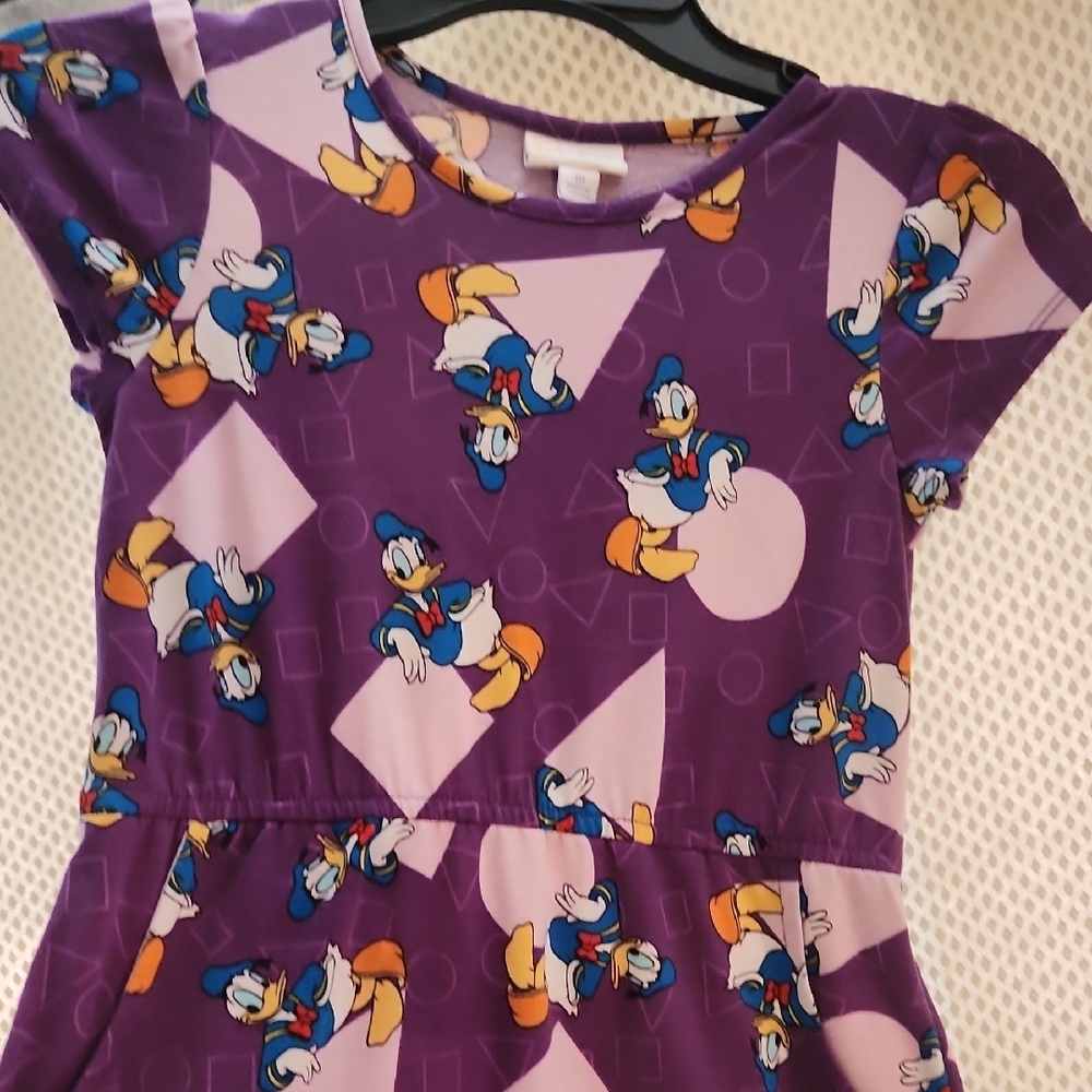 Girls LuLaRoe Purple Donald Print Dress - Picture 6 of 7